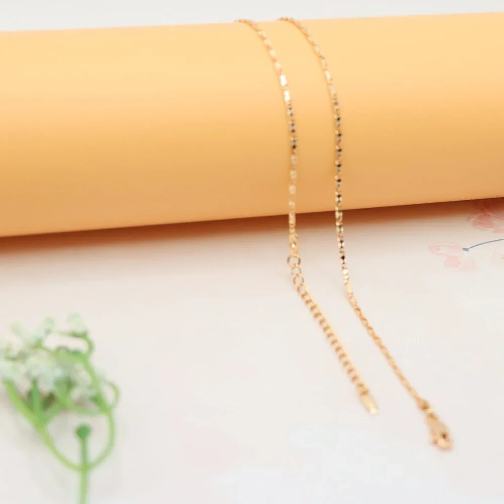 Dainty Diamond-Cut Rose Gold Necklace, Adjustable Chain, XPNL0191